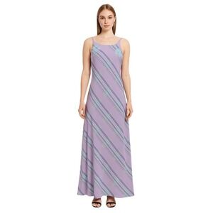 A List By Wrapper Lavender Maxi Dress Striped Scoop Neck Sleeveless Summer‎ 3/4